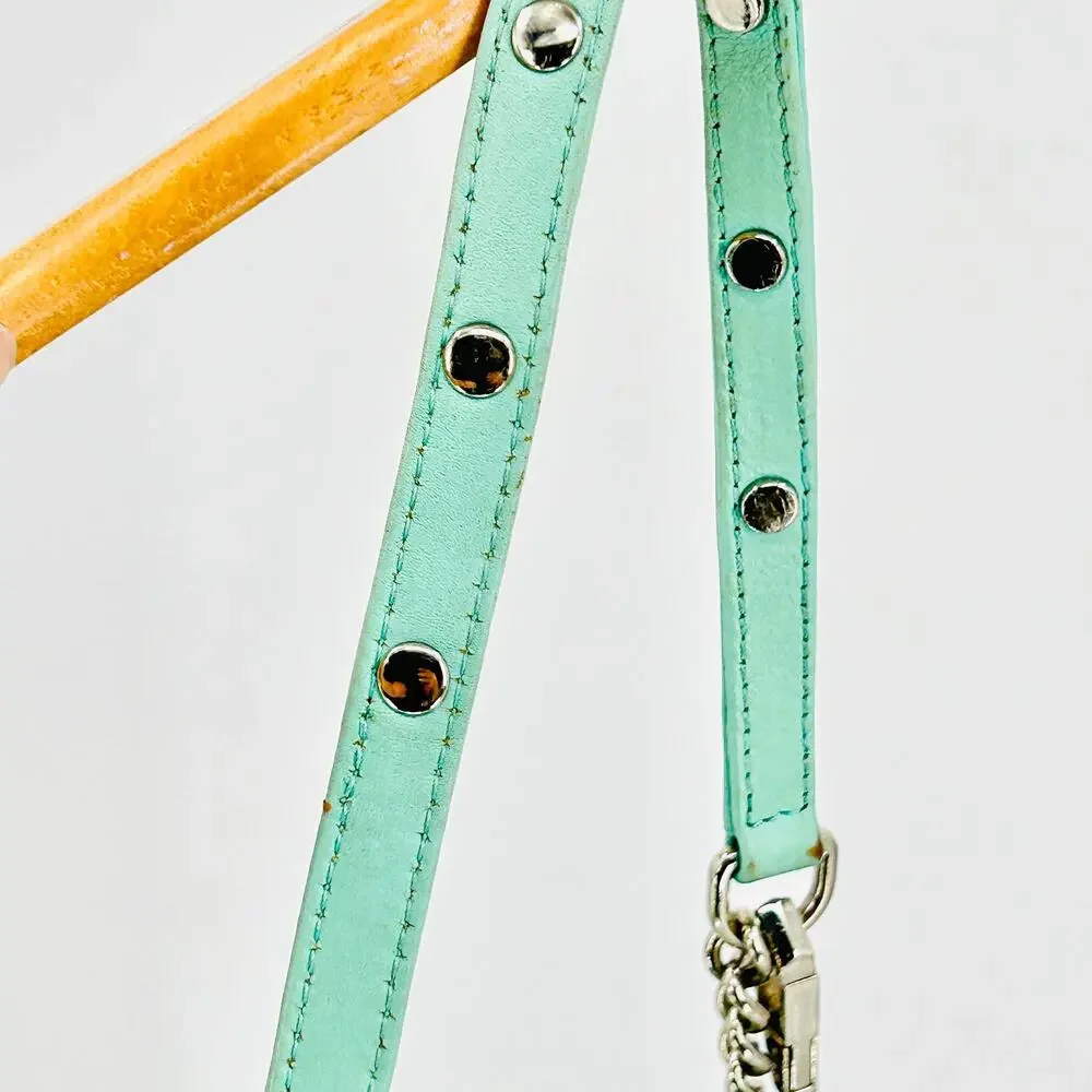 Vintage Y2K Rebecca Minkoff Mint Green Leather Silver Chain Shoulder Bag